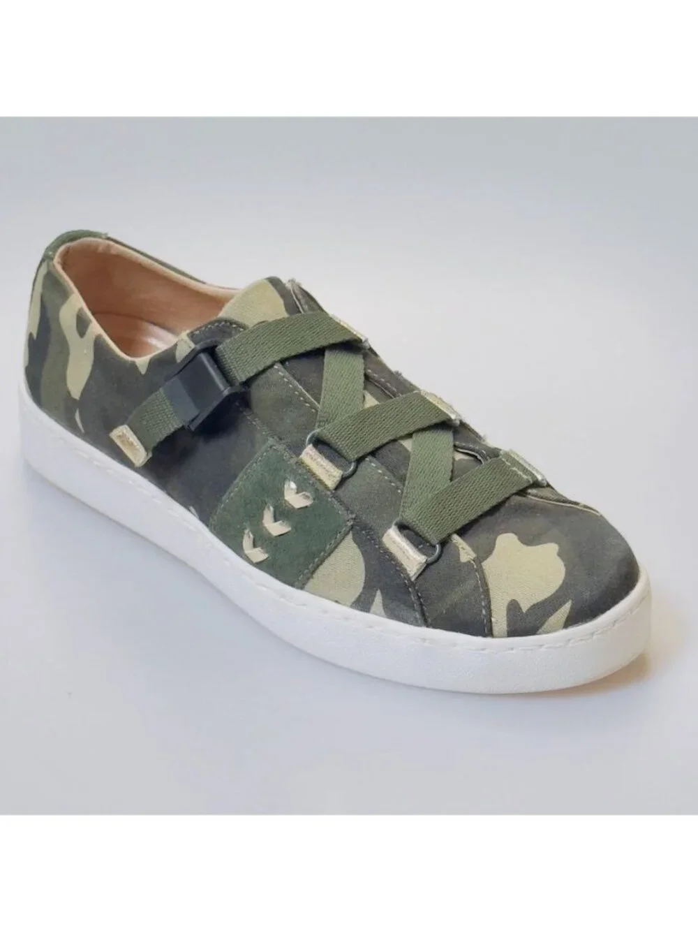 JACK ROGERS Womens Canvas Sneaker Athletic Shoes Slip-On Green Camouflage Size 8